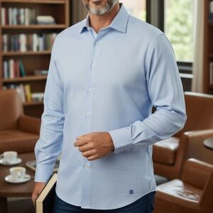 David Donahue Mens Shirt  Size 17/32-33 Blue